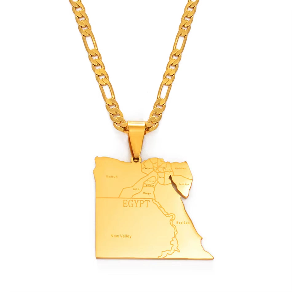 Egypt Map Pendant Necklaces