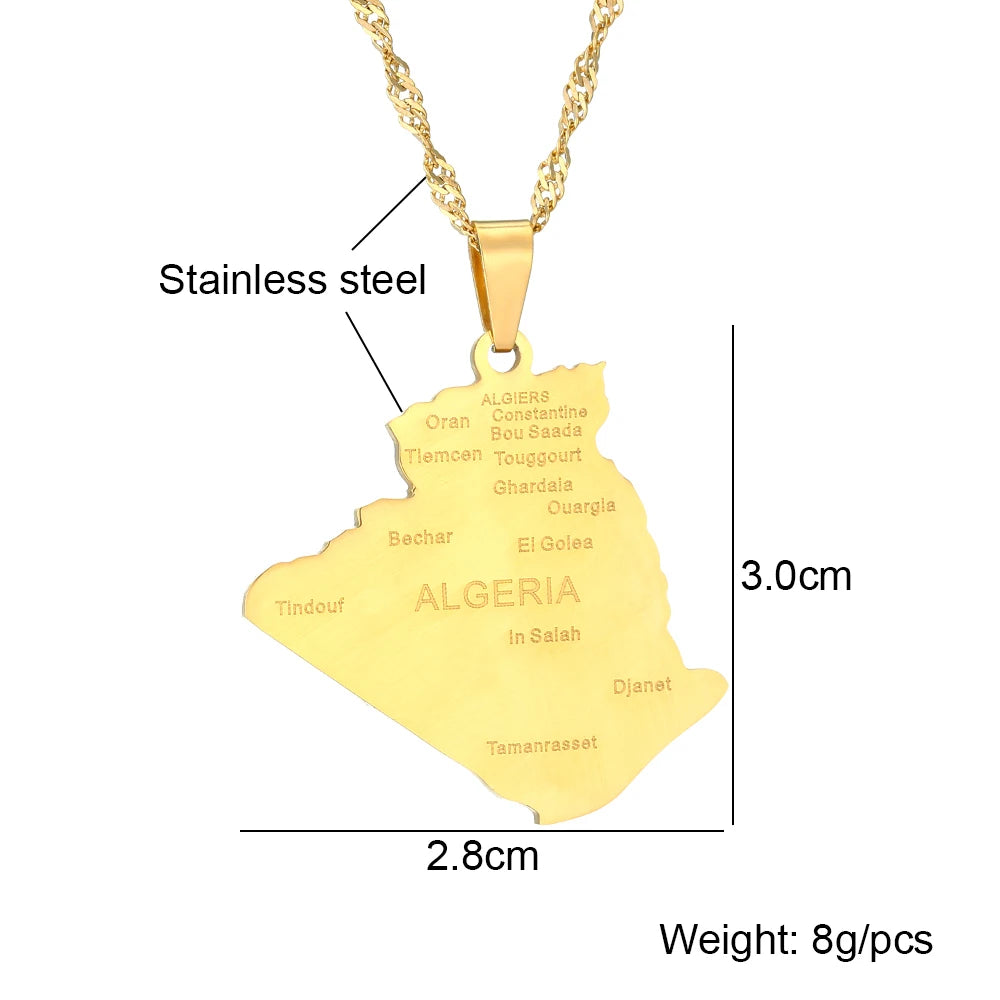 Algeria Map Pendant Necklace