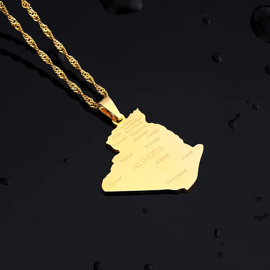 Algeria Map Pendant Necklace