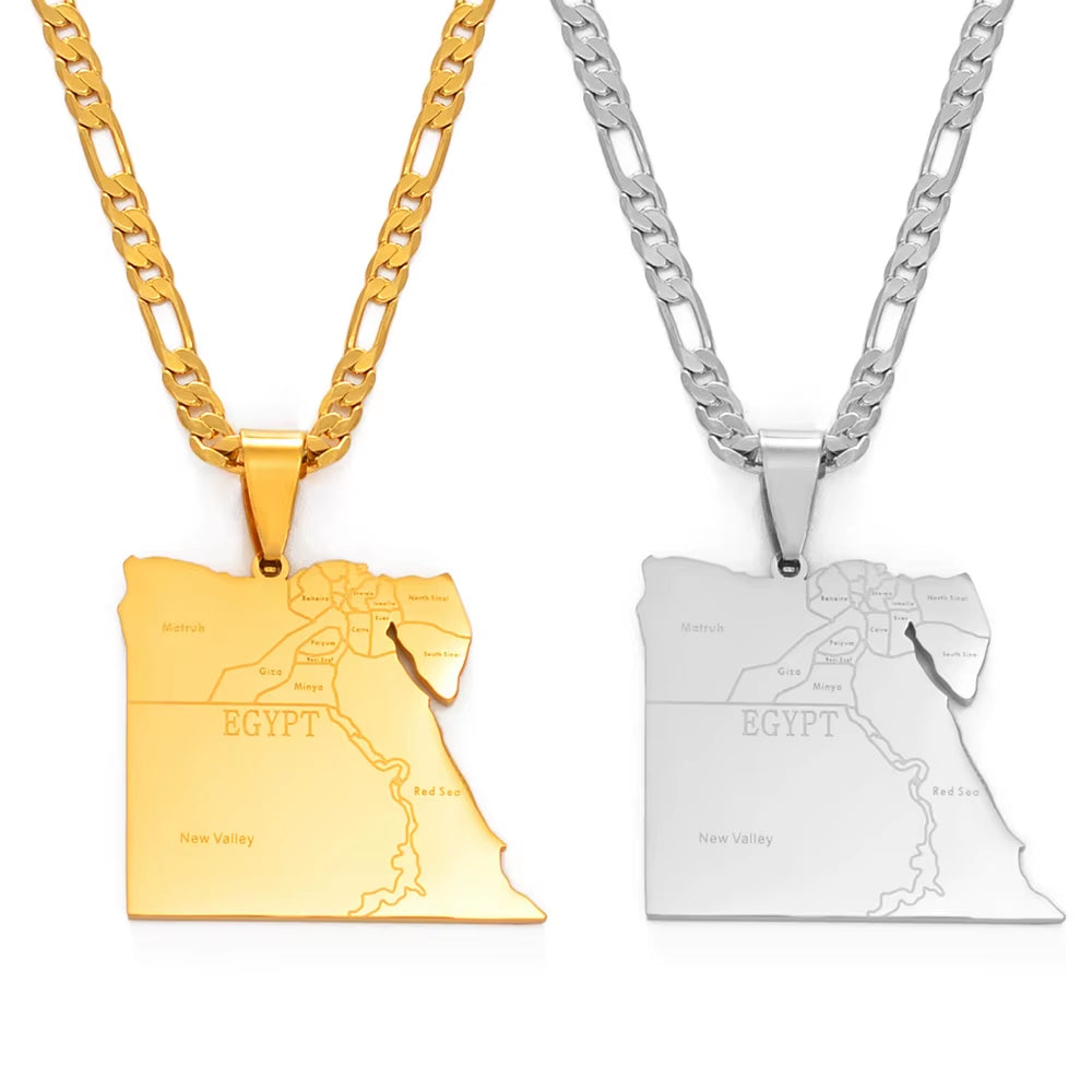 Egypt Map Pendant Necklaces